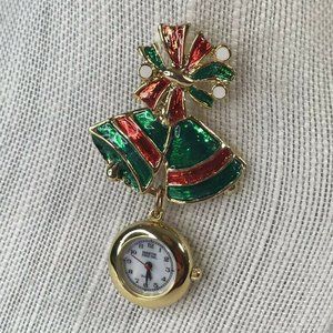 Vintage Timewear Brooch Christmas Enamel Bells 2R1-74
